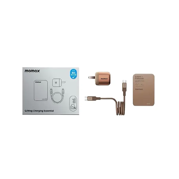 Momax Charger Ensemble-Q.Mag X 5000mAh Magnetic Wireless Power Bank + 60W USB-C Magnetic Cable + 30W GaN Charger