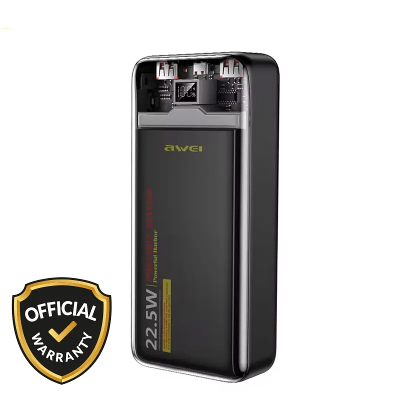 Awei 22.5W 20000mAh Transparent Portable Power Bank (P78K)-Black